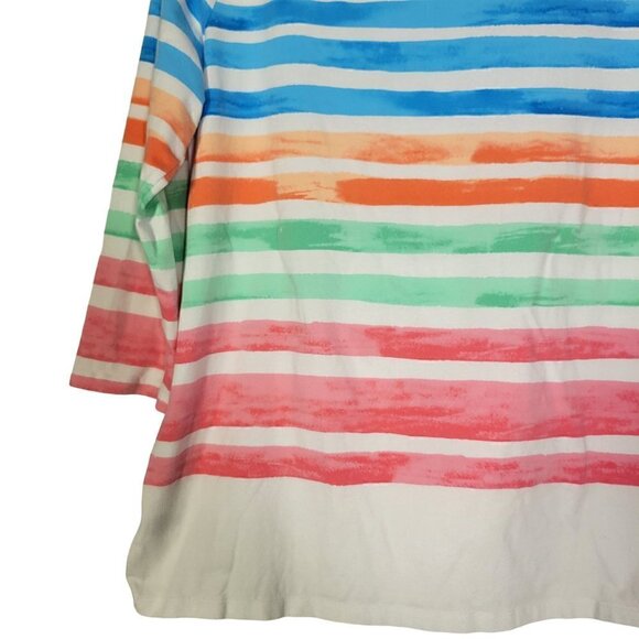 Talbots Women's Cotton/Spandex Water Color Striped 3/4 Sleeve top Size 1X - Picture 11 of 11